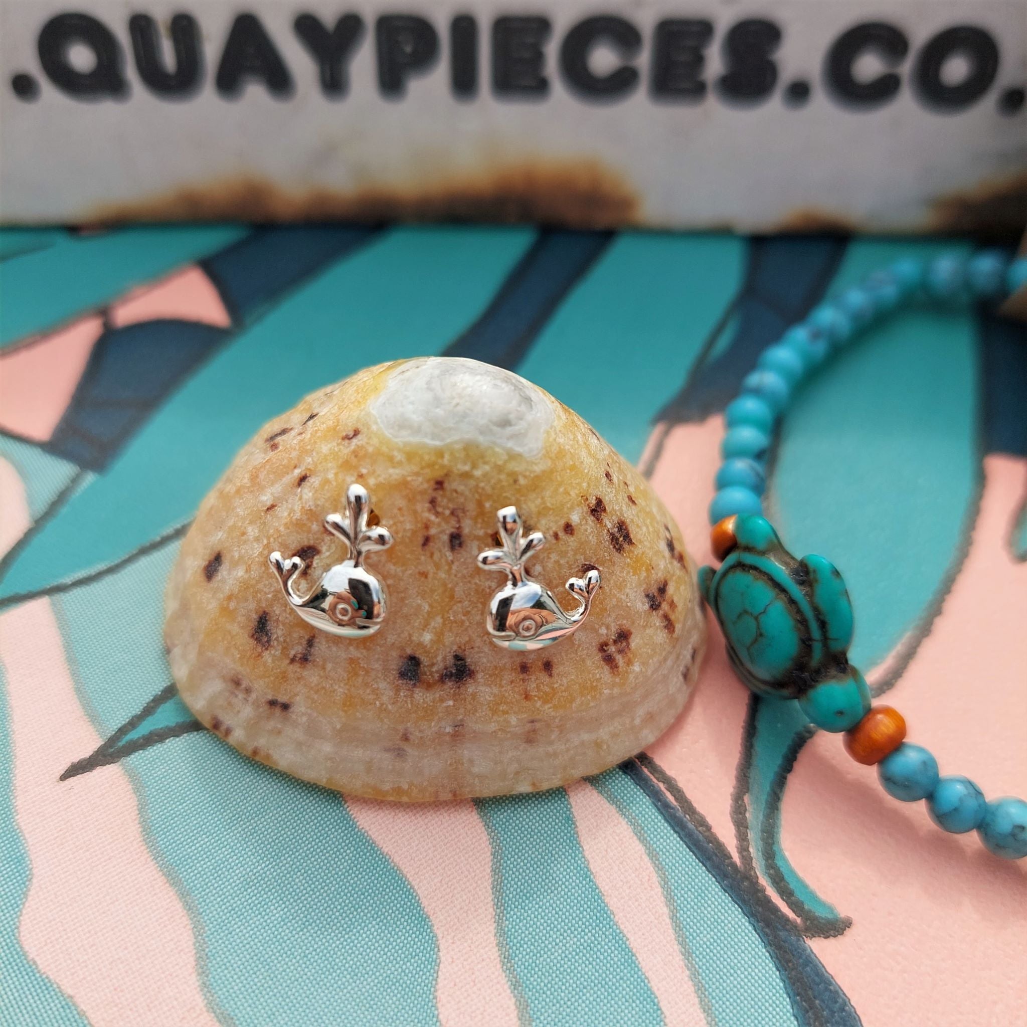 Misty - Sterling Silver Whale Stud Earrings