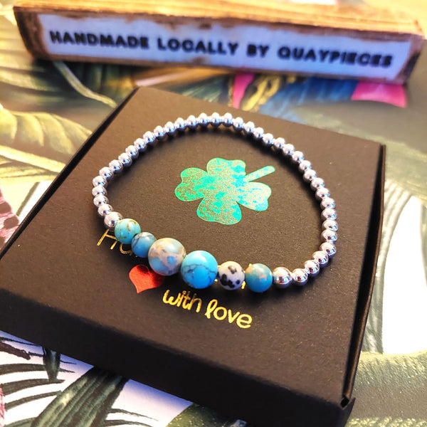 Ashlee - Handmade Sterling Silver & Blue Bead Bracelet