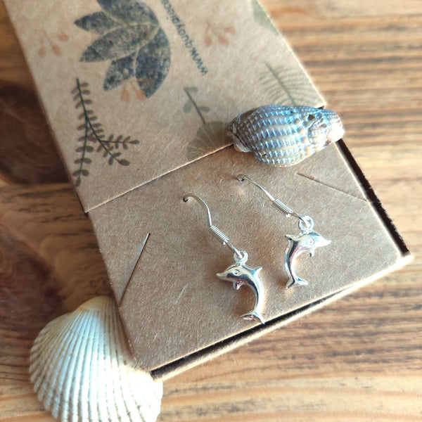 ﻿925 Hall Marked Sterling Silver  Super cute dolphin earrings  H 27 mm (from top of hook)  x W 9 mm  Gorgeous little gift for sea lovers or a treat for yourself!