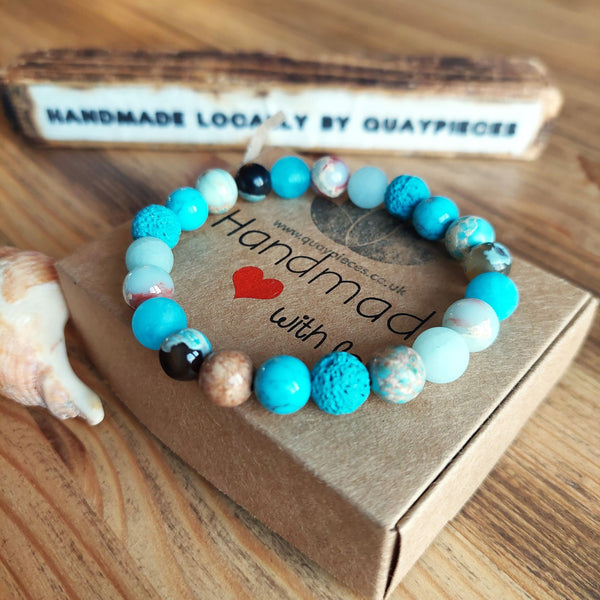 March - Multi Blue Stone Bead Bracelet