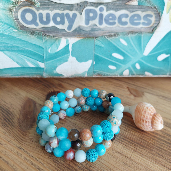 March - Multi Blue Stone Bead Bracelet