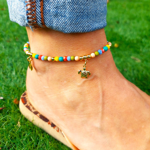 Doris - Handmade Multicolour Turtle Anklet