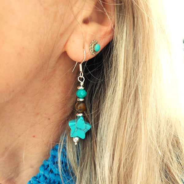 Lydia-Handmade Stone Star Earrings