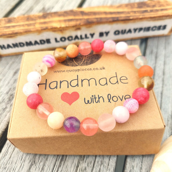 Meet 'April' this months featured product - Multi Pink Stone Bead Bracelet