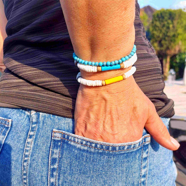 This month's featured product - 'May' - handmade puka shell bracelet