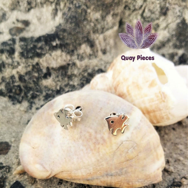 sterling silver angel fish stud, super cool for surf chick, sea inspired, ocean life