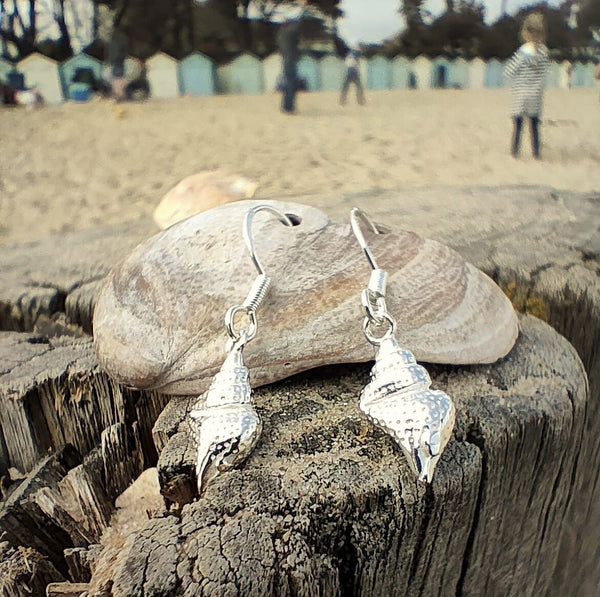925 Hall Marked Sterling Silver Super pretty engraved conch shell earring H - 30mm (from top of hook) x W - 7mm Perfect gift for any ocean lover **Presented in lovely Kraft paper gift box with reusable organza pouch**