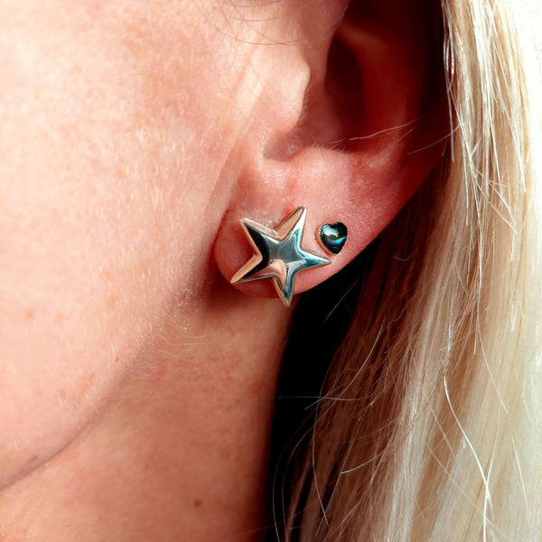 ﻿925 Hall Marked Sterling Silver  Pretty Shiny Star Stud Earring  Perfect for everyday wear!  H 15 mm x W 15 mm  **Presented in lovely Kraft paper gift box with reusable organza pouch**  ﻿