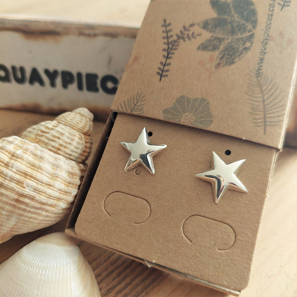 ﻿925 Hall Marked Sterling Silver Pretty Shiny Star Stud Earring Perfect for everyday wear! H 15 mm x W 15 mm **Presented in lovely Kraft paper gift box with reusable organza pouch** ﻿
