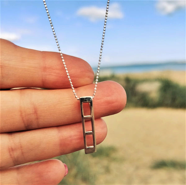 925 Hall Marked Sterling Silver Lovely oblong ladder shape pendant H 27 mm x W 5 mm 18" Silver 1 mm dainty diamond cut chain Perfect for everyday wear! **Presented in lovely Kraft paper gift box with reusable organza pouch**