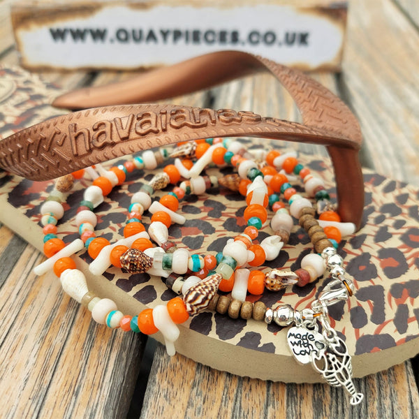 Lexi - Handmade long bead shell necklace