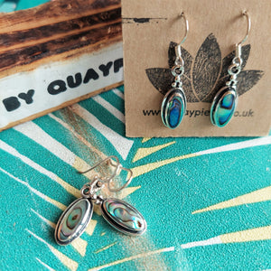 Crystal - Abalone oval drop earrings