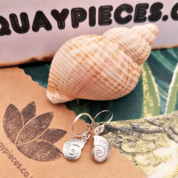 ﻿925 Hall Marked Sterling Silver  Cute engraved shell drop earrings   Perfect for everyday wear!  H - 20mm (from top of hook)  x W - 7mm   Lovely little gift for any ocean lover  **Presented in lovely Kraft paper gift box with reusable organza pouch**  ﻿