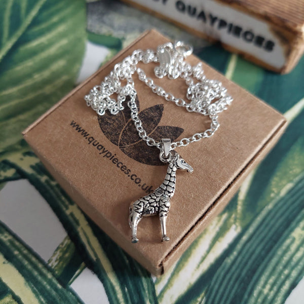 ﻿925 Hall Marked Sterling Silver  Super cute three dimensional engraved giraffe pendant   H 25 mm x W 10 mm  18" Silver 2.3mm trace chain  Gorgeous gift for any animal lover!   **Presented in lovely Kraft paper gift box with reusable organza pouch**  ﻿